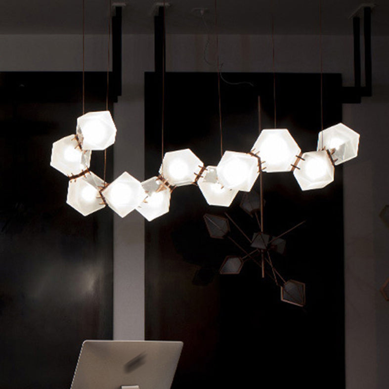 Frosted Glass Island Beleuchtung künstlerischer Esszimmer Suspension Licht in Gold