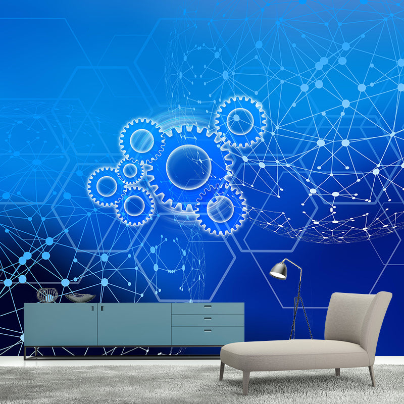 Customized Metal Gears Wall Mural Minimalist Wall Covering for Decoration