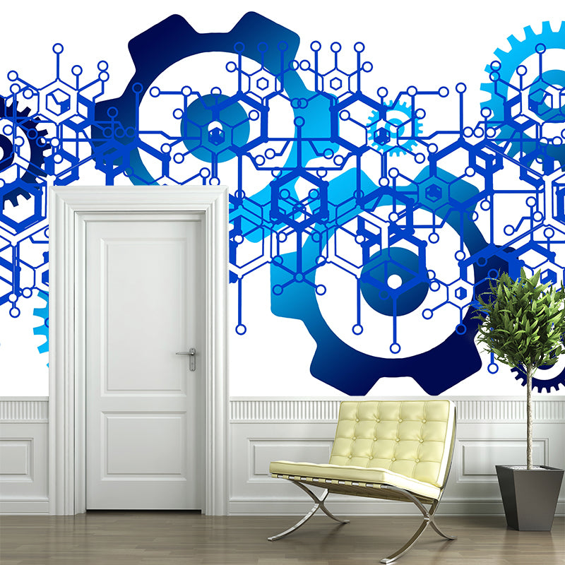 Customized Metal Gears Wall Mural Minimalist Wall Covering for Decoration