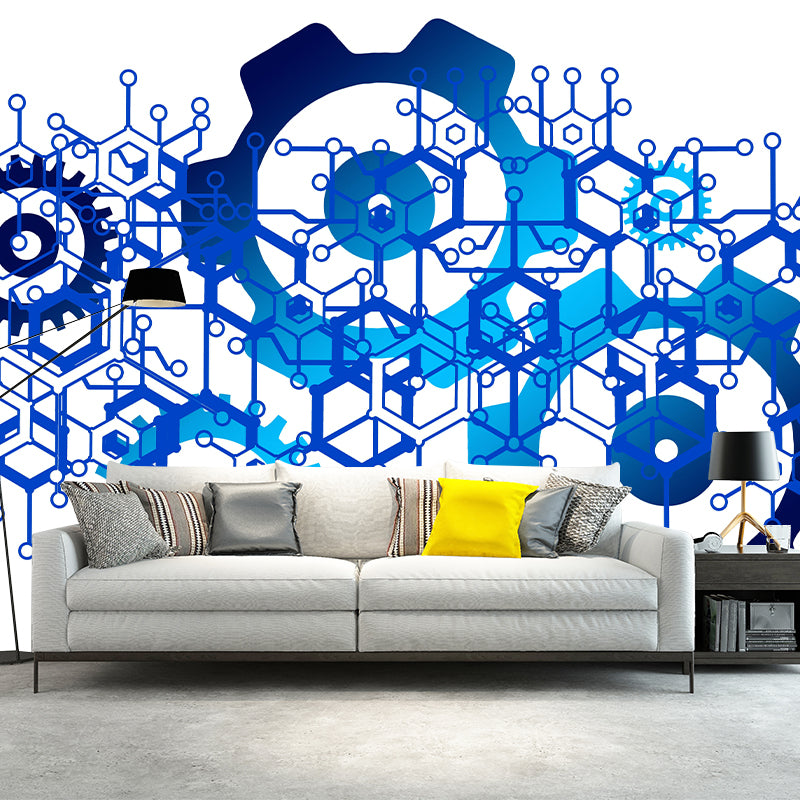 Customized Metal Gears Wall Mural Minimalist Wall Covering for Decoration