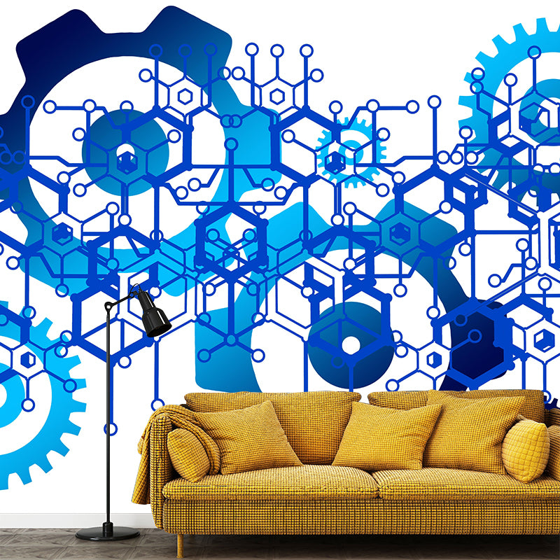 Customized Metal Gears Wall Mural Minimalist Wall Covering for Decoration