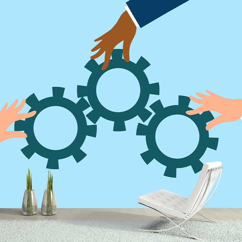 Industrial Metal Gears Mural Eco-friendly Wallpaper for Home