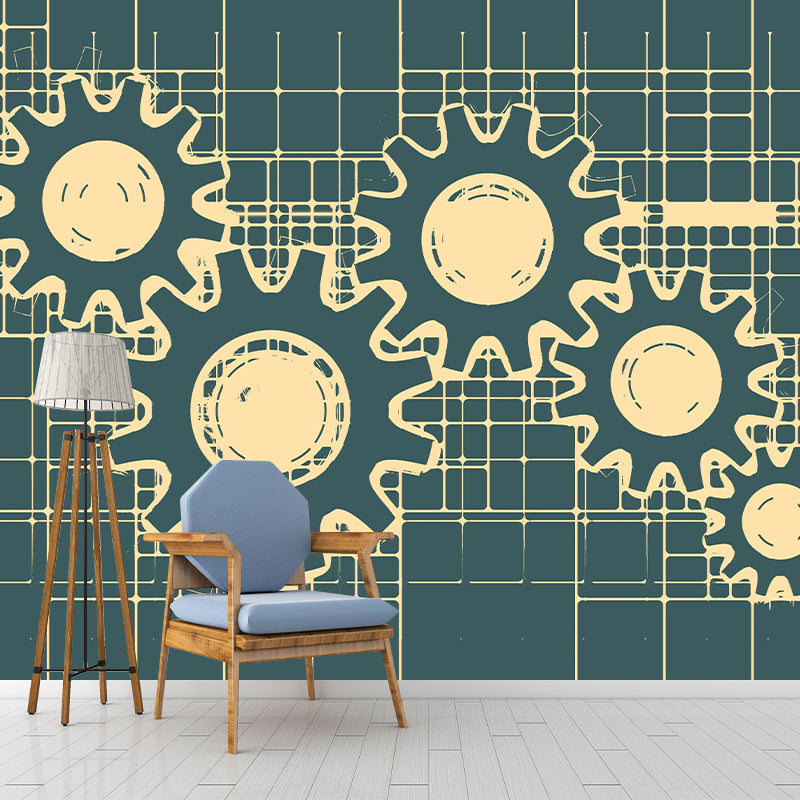 Industrial Metal Gears Mural Eco-friendly Wallpaper for Home