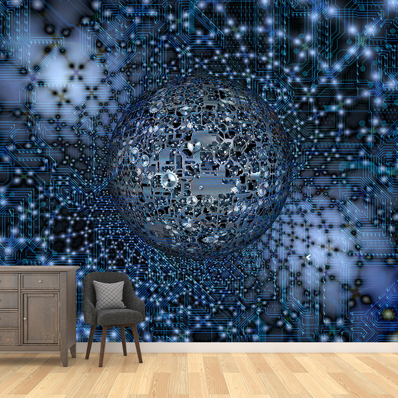 Customized Industrial Metal Gears Mural Eco-friendly Wallpaper for Bedroom