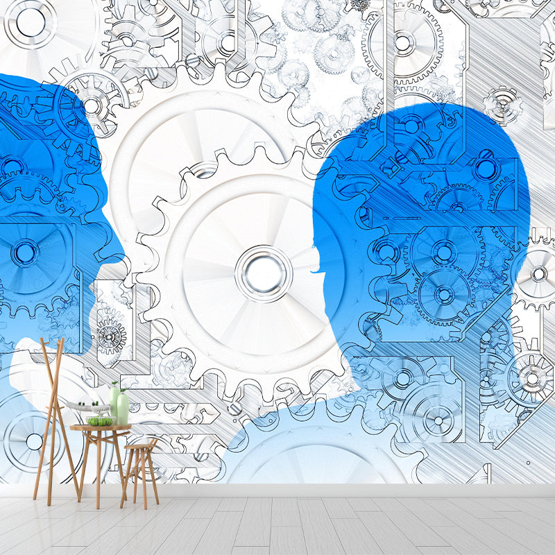 Customized Industrial Metal Gears Mural Eco-friendly Wallpaper for Bedroom