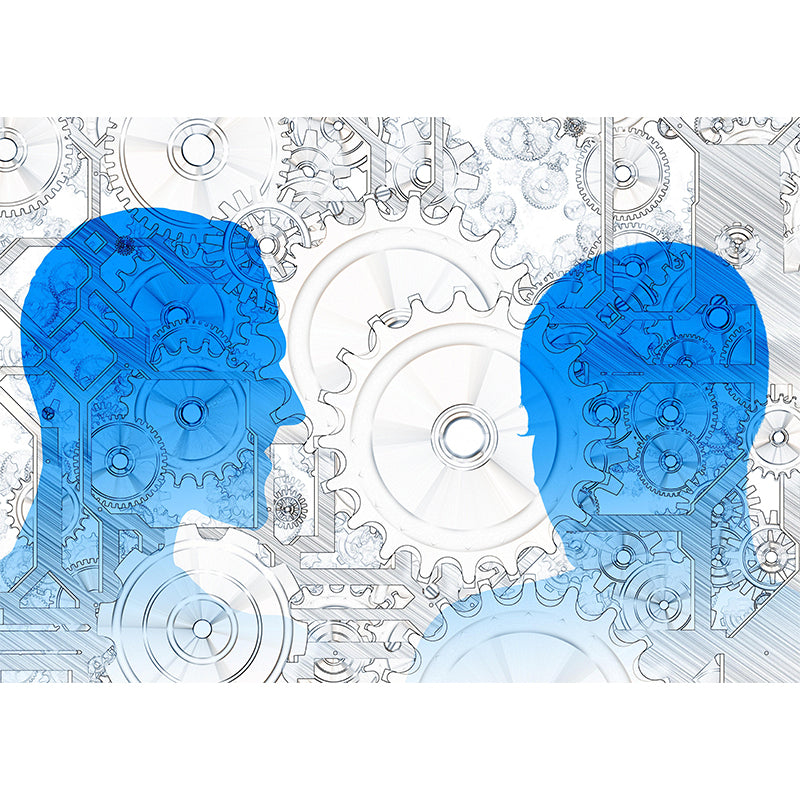 Customized Industrial Metal Gears Mural Eco-friendly Wallpaper for Bedroom