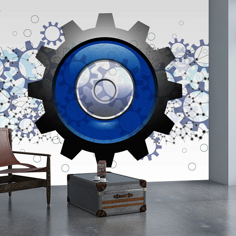 Industrial Metal Gears Mural Illustration Moisture Resistant for Decoration