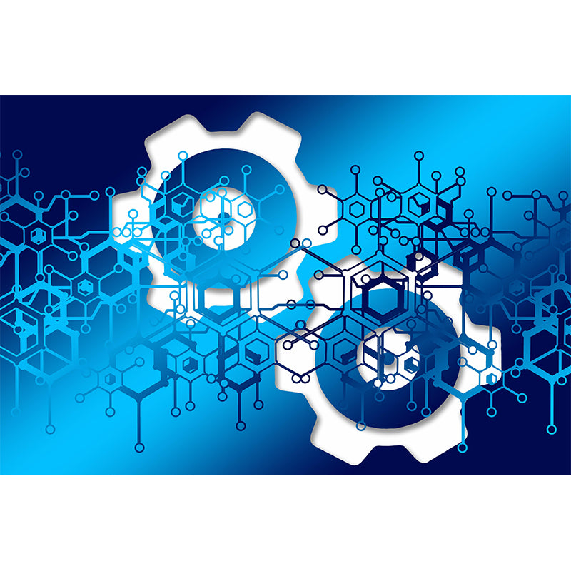 Industrial Metal Gears Mural Illustration Moisture Resistant for Decoration