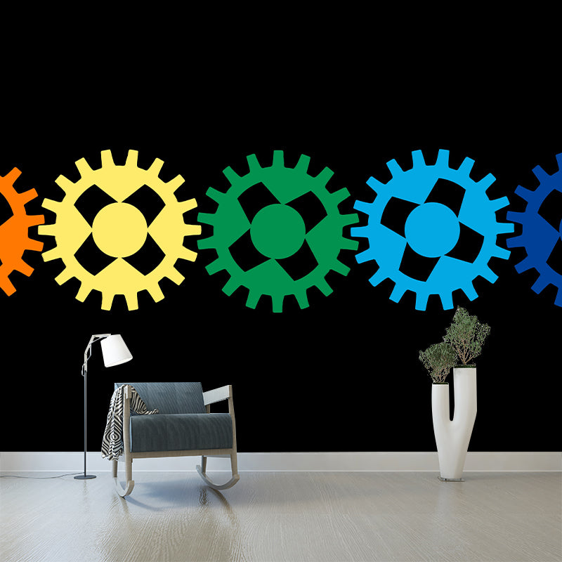 Metal Gears Wall Mural Personalized Minimalist Wall Covering for Living Room