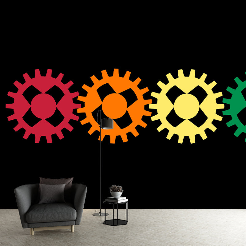 Metal Gears Wall Mural Personalized Minimalist Wall Covering for Living Room