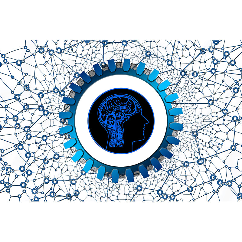 Horizontal Illustration Metal Gears Mural Mildew Resistant for Meeting Room