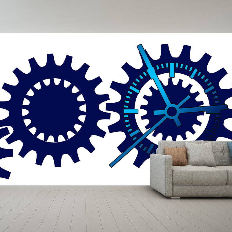 Industrial Metal Gears Mural Illustration Moisture Resistant for Meeting Room