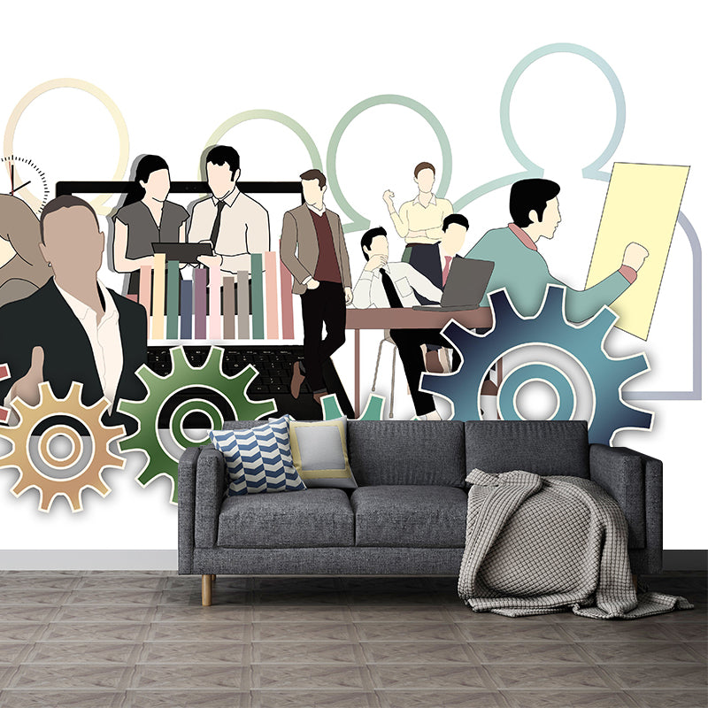 Customized Industrial Metal Gears Mural Eco-friendly Wallpaper for Sitting Room