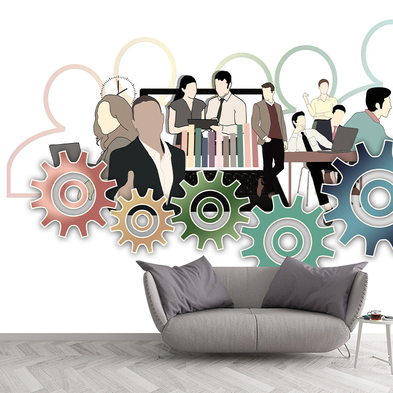 Customized Industrial Metal Gears Mural Eco-friendly Wallpaper for Sitting Room