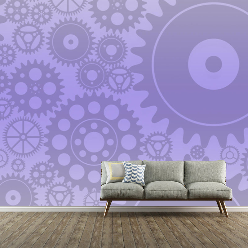 Customized Industrial Metal Gears Mural Eco-friendly Wallpaper for Sitting Room
