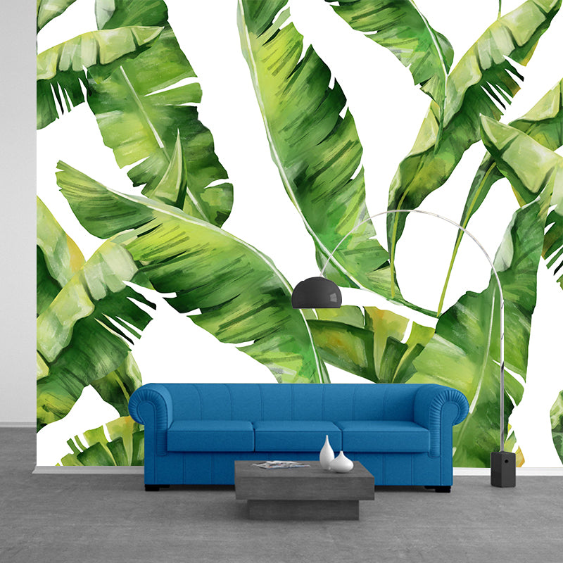 Customized Tropical Leaves Wall Mural Indoor Decoration Mural for Sitting Room