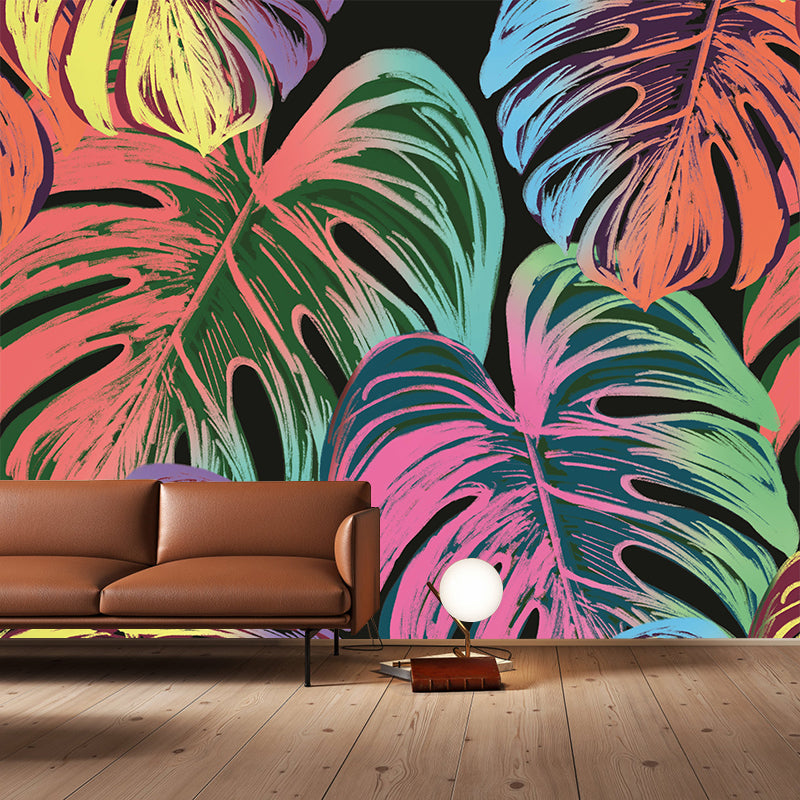 Customized Tropical Leaves Wall Mural Indoor Decoration Mural for Sitting Room