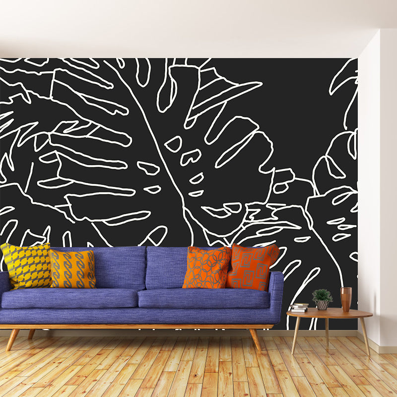 Customized Tropical Leaves Wall Mural Indoor Decoration Mural for Sitting Room