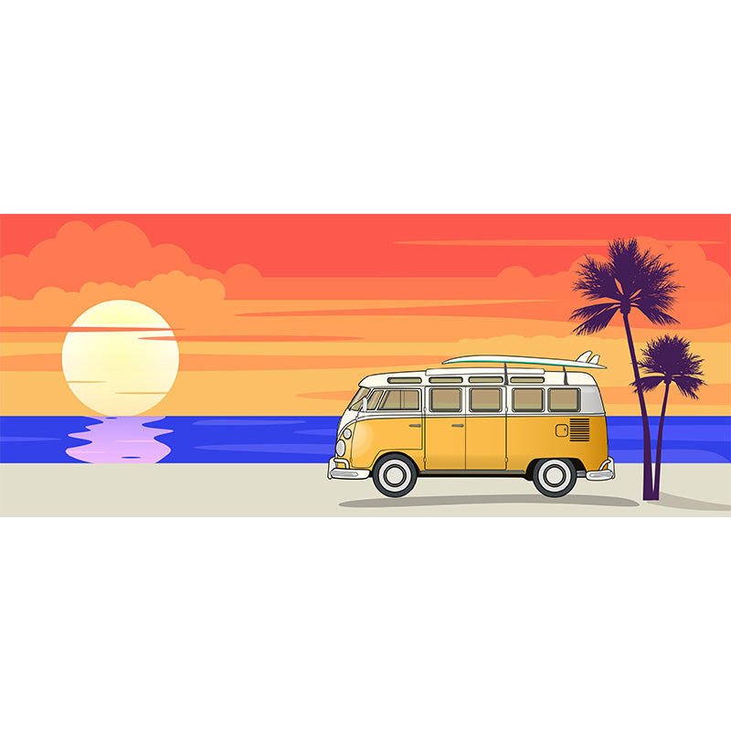 Tropical Palm Leaves Mural Wallpaper Light Color Wall Art for Sitting Room