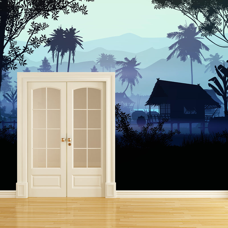 Tropical Leaf Plant Mural Modern Style Stain Resistant Wall Art for Room