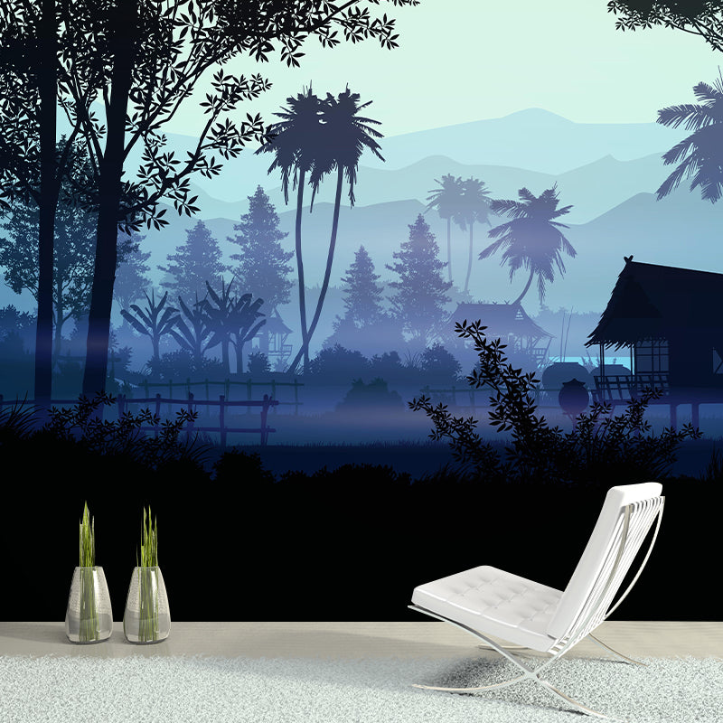 Tropical Leaf Plant Mural Modern Style Stain Resistant Wall Art for Room