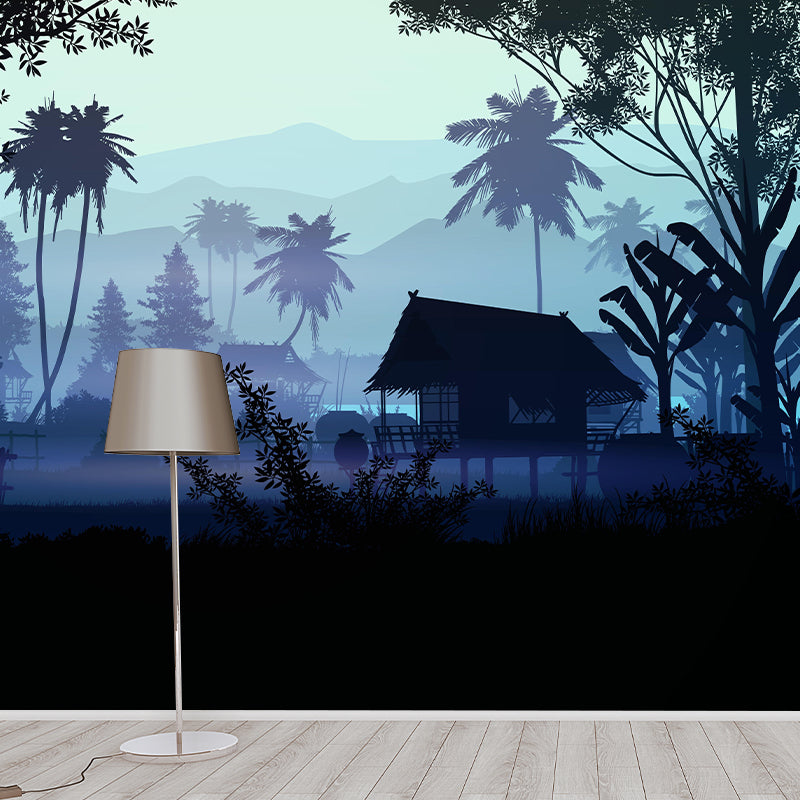 Tropical Leaf Plant Mural Modern Style Stain Resistant Wall Art for Room