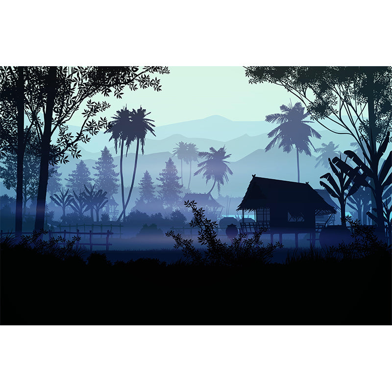 Tropical Leaf Plant Mural Modern Style Stain Resistant Wall Art for Room