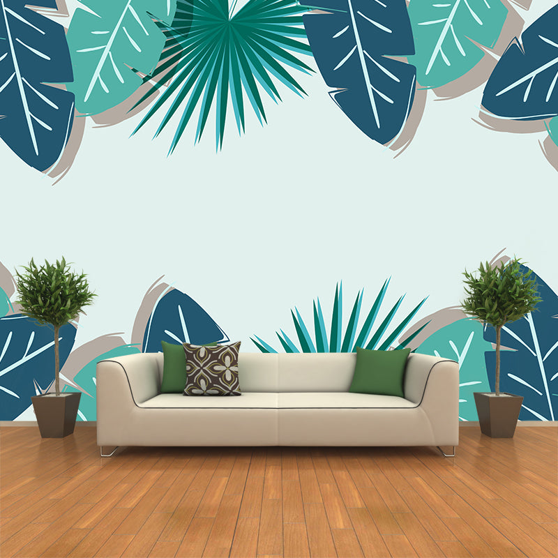 Tropical Palm Mural Wallpaper Light Color Wall Covering for Living Room