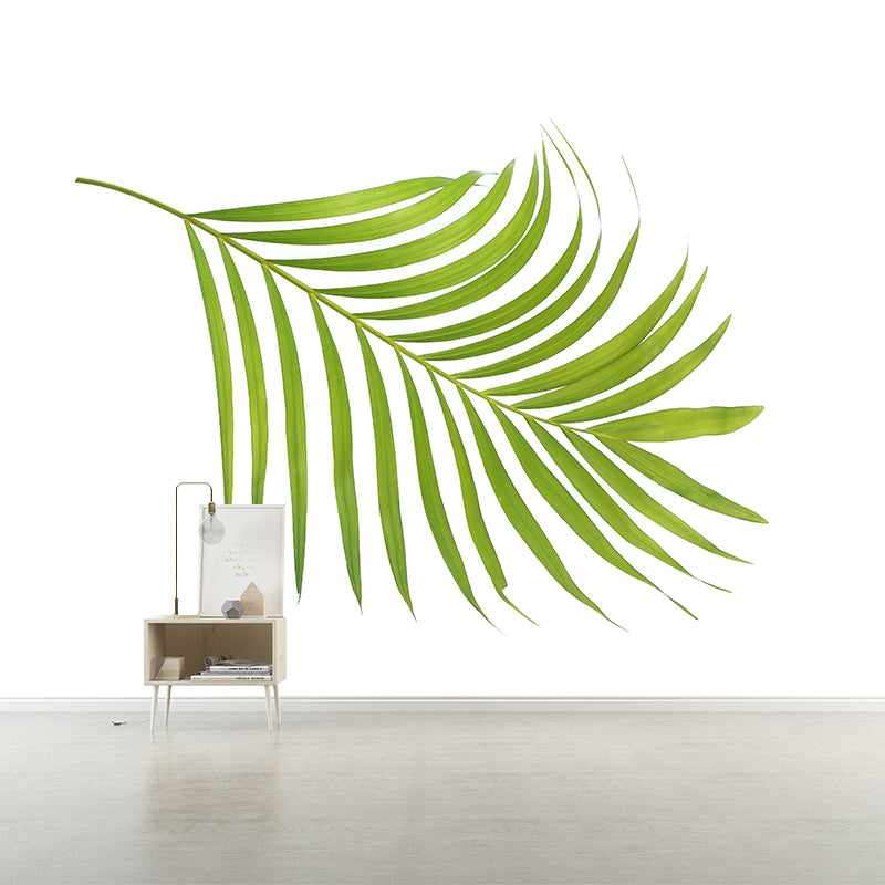 Tropical Palm Mural Wallpaper Light Color Wall Covering for Living Room