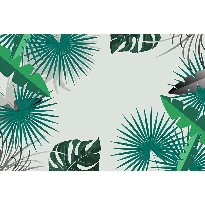 Tropical Palm Mural Wallpaper Light Color Wall Covering for Living Room