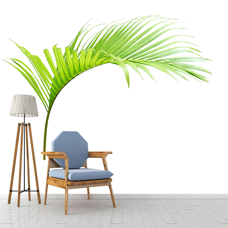Tropical Palm Leaf Mural Soft Color Stain Resistant Wall Art for Living Room