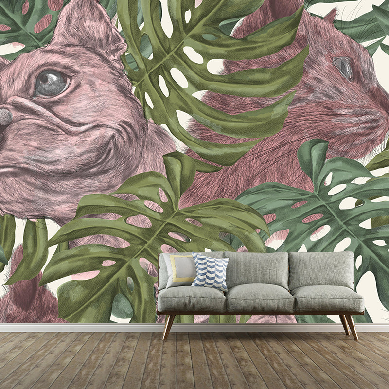 Customized Tropical Leaves Mural Indoor Decoration Mural for Living Room