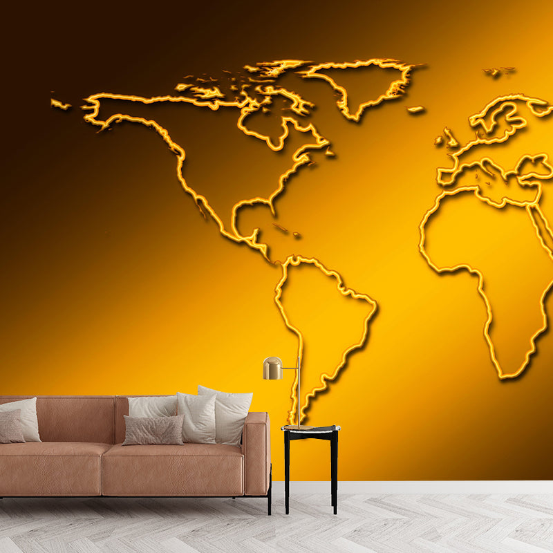 Contemporary World Map Wall Mural Eco-friendly Wall Mural in Soft Color
