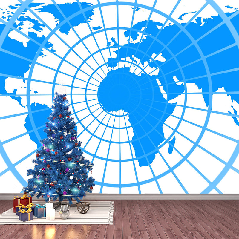 World Map Wall Mural Illustration Decorative Living Room Wall Art for Home Decor