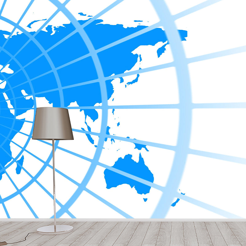 World Map Wall Mural Illustration Decorative Living Room Wall Art for Home Decor