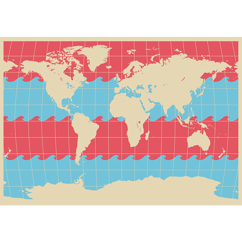 Illustration World Map Wall Mural Wallpaper Eco-friendly Wall Mural in Soft Color