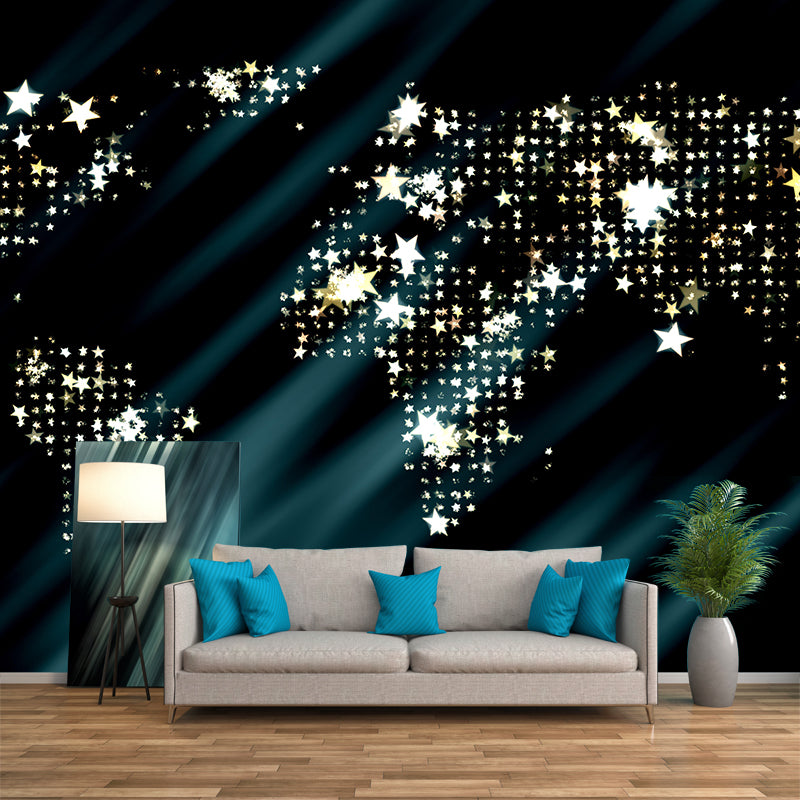 World Map Wall Mural Illustration Decorative Room Wall Art for Decoration