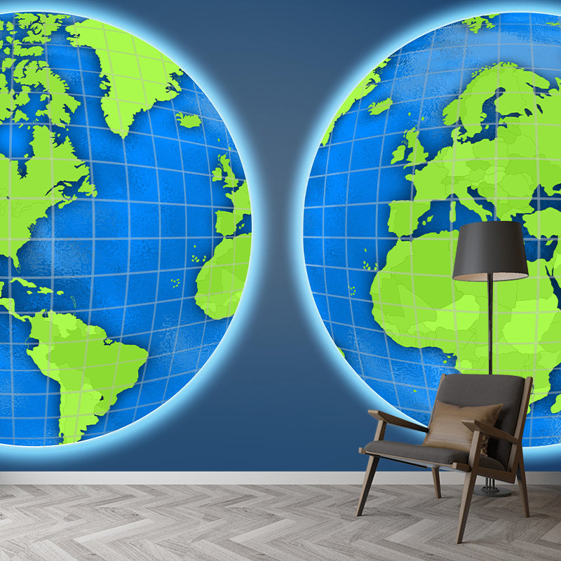 Illustration World Map Wall Mural Contemporary Decorative for Living Room