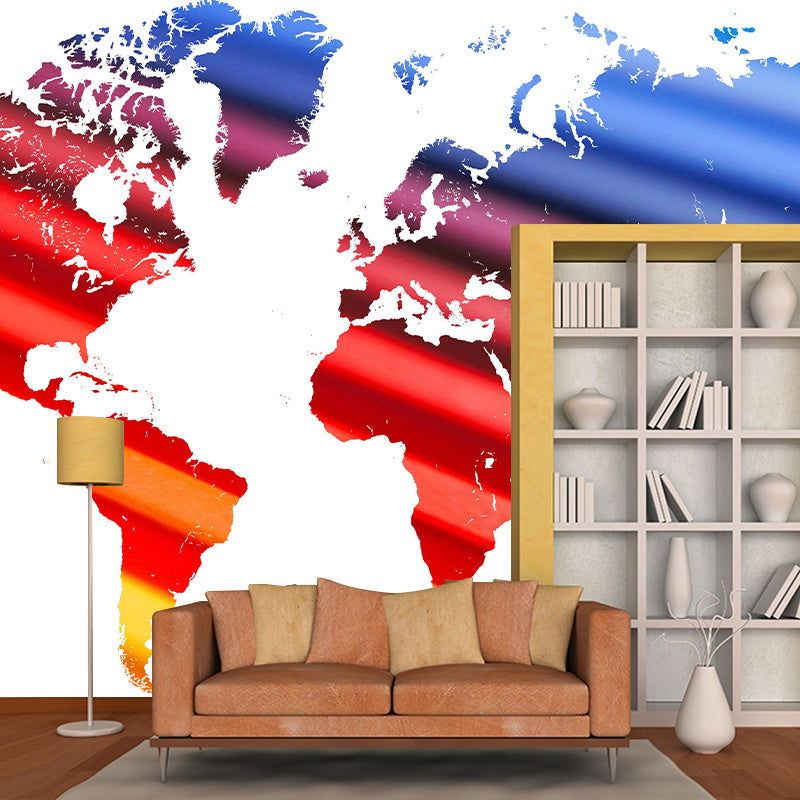 Illustration World Map Mural Contemporary Decorative Wall Murals for Bedrooms