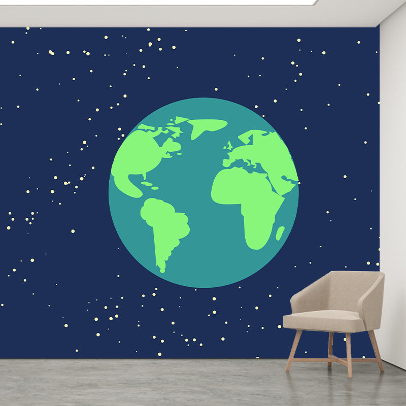 Illustration World Map Mural Contemporary Decorative Wall Murals for Bedrooms