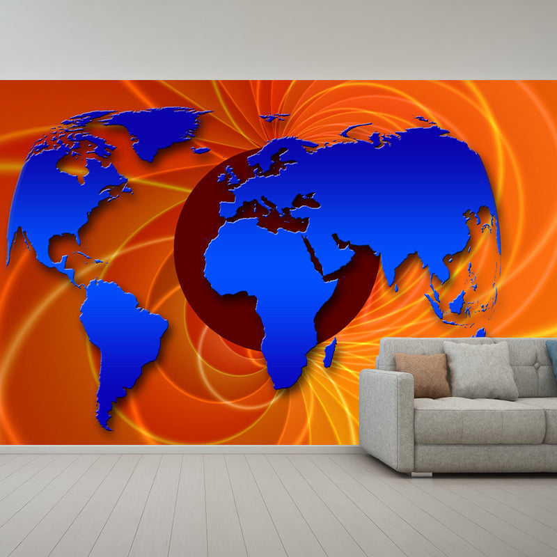 Illustration World Map Mural Contemporary Decorative Wall Murals for Bedrooms