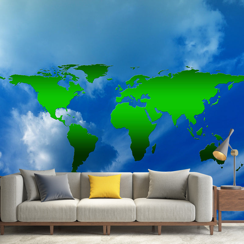Contemporary World Map Wall Mural Wallpaper Eco-friendly Wall Mural in Bright Color