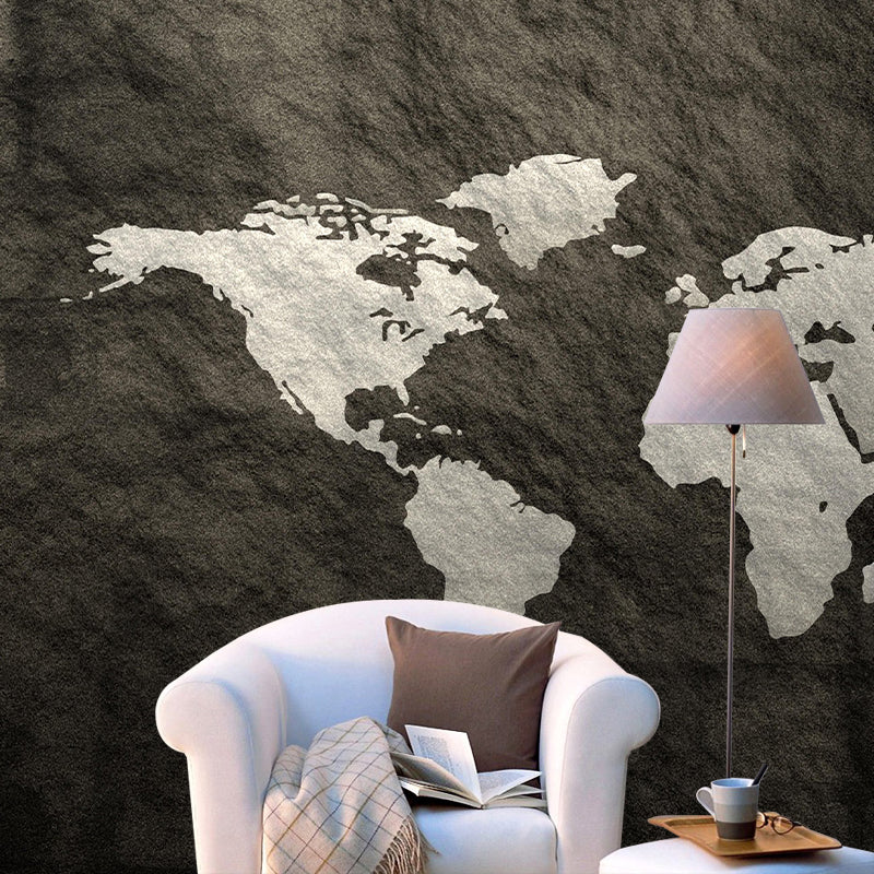 Contemporary World Map Wall Mural Wallpaper Eco-friendly Wall Mural in Bright Color