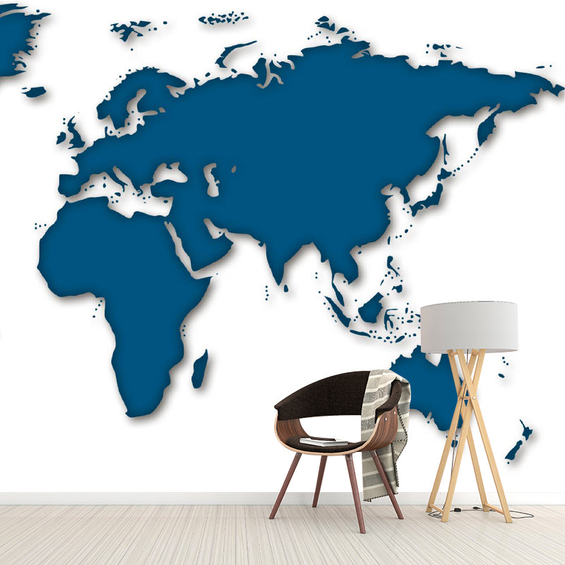 World Map Wall Mural Illustration Decorative Living Room Wall Art for Decoration
