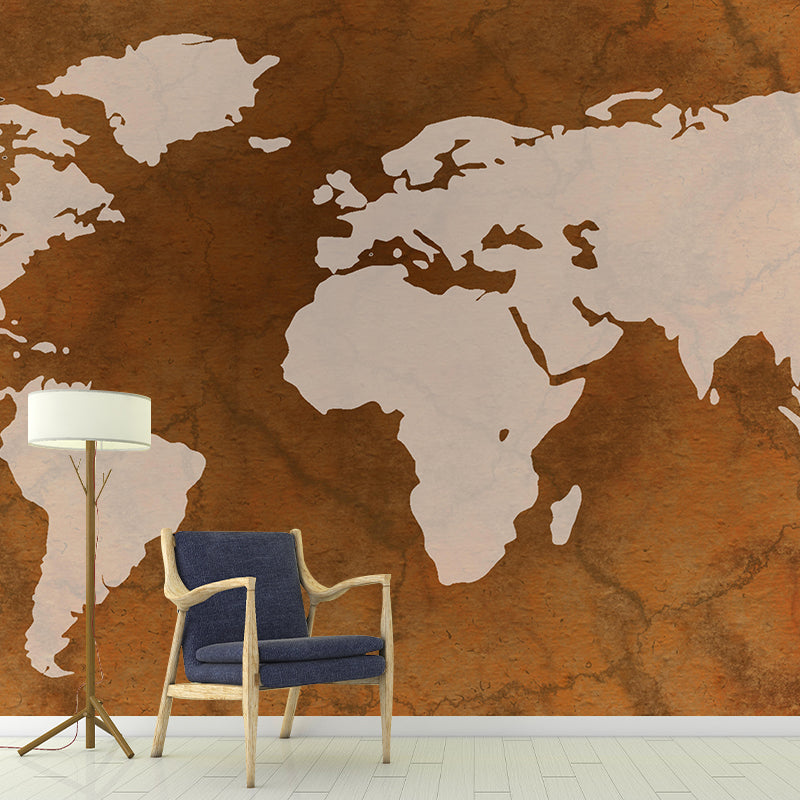 World Map Wall Mural Illustration Decorative Living Room Wall Art for Decoration