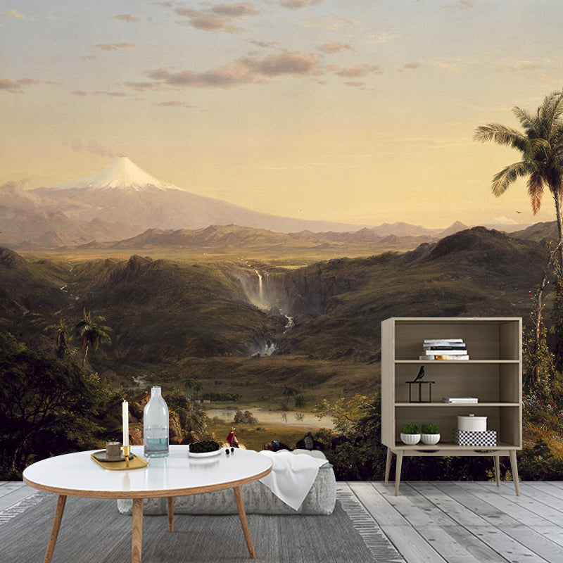 Natural Landscape Illustration Wall Mural Classic Decorative Wall Mural for Bedroom