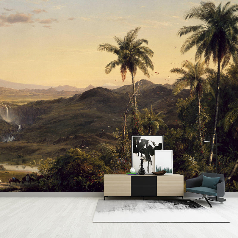 Natural Landscape Illustration Wall Mural Classic Decorative Wall Mural for Bedroom