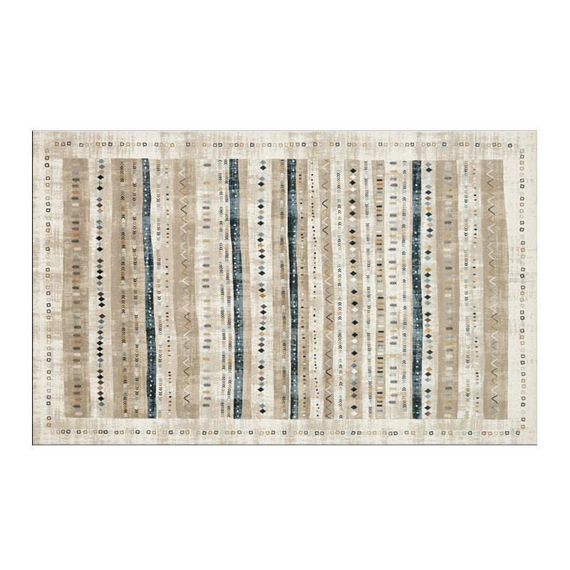 Multicolor Carpet Retro Tribal Symbols Area Rug Polyester Home Decor Rug with Anti-Slip Backing