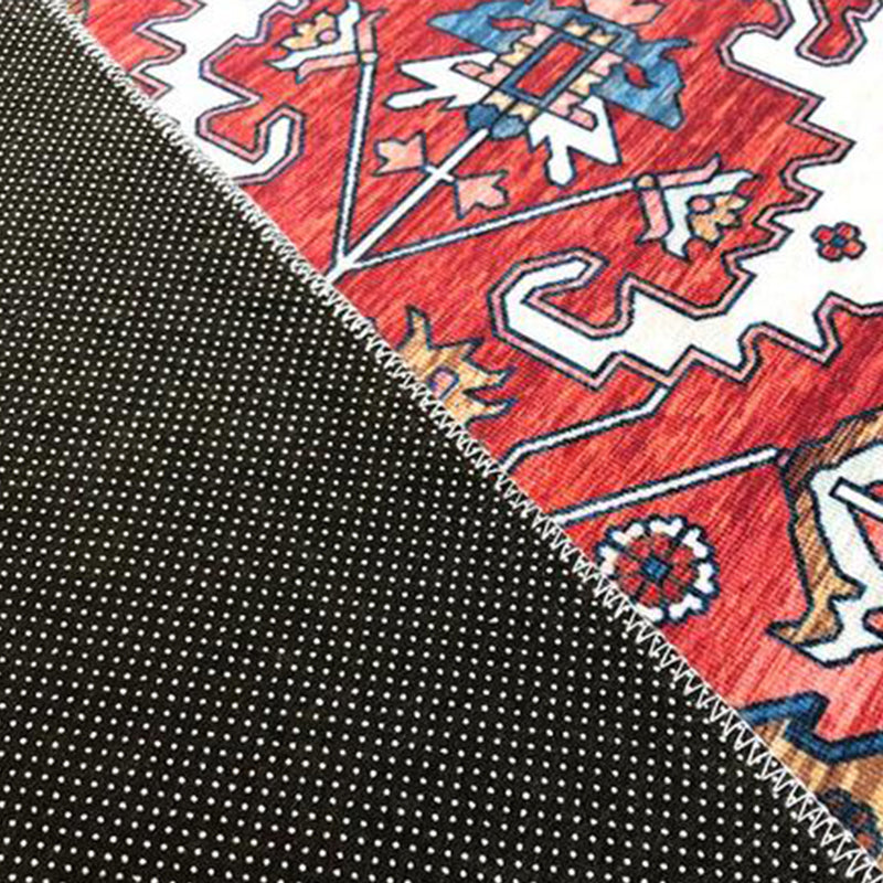 Multicolor Carpet Retro Tribal Symbols Area Rug Polyester Home Decor Rug with Anti-Slip Backing