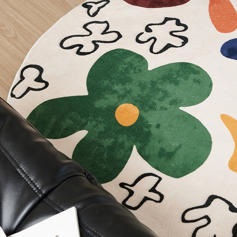 Beige Flower Rug Blending Modern Area Rug Washable Indoor Rug for Home Decor